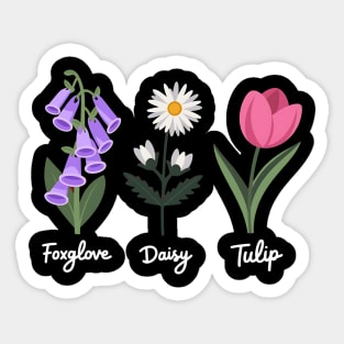 Subtle Floral Anti-Trump – Foxglove Daisy Tulip Sticker
